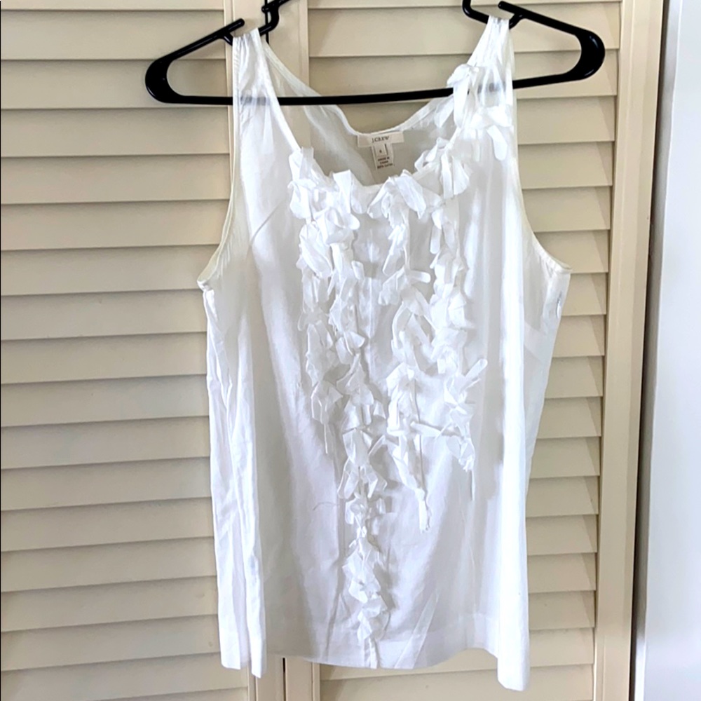 J Crew white floral tank top